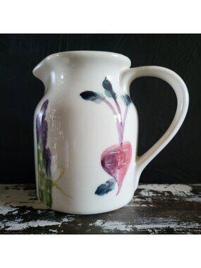 Vintage Hartstone Pottery Farmers Market Pitcher Vegetables Cottagecore 1990s